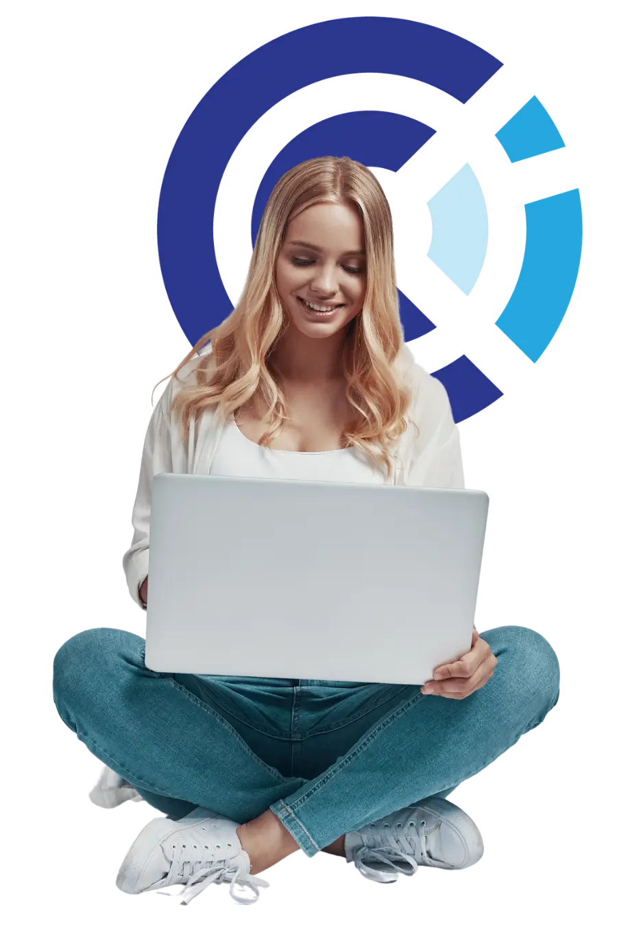client happily learning about alcohol and substance abuse course online program Woman accessing multilingual alcohol and substance abuse course online on her laptop