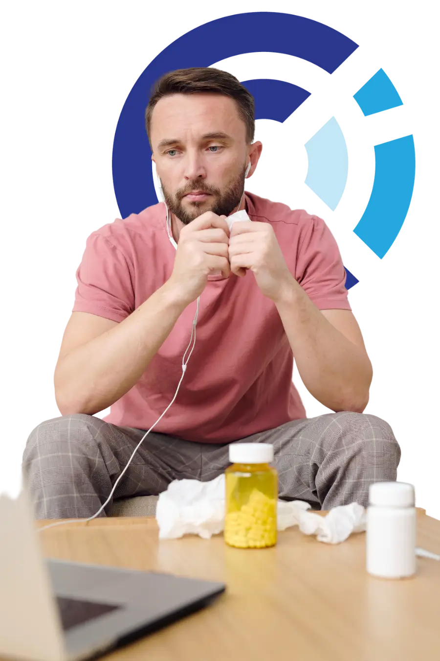 individual participatiing in alcohol and substance abuse therapy online Client attending an online Alcohol and Substance Abuse Therapy session