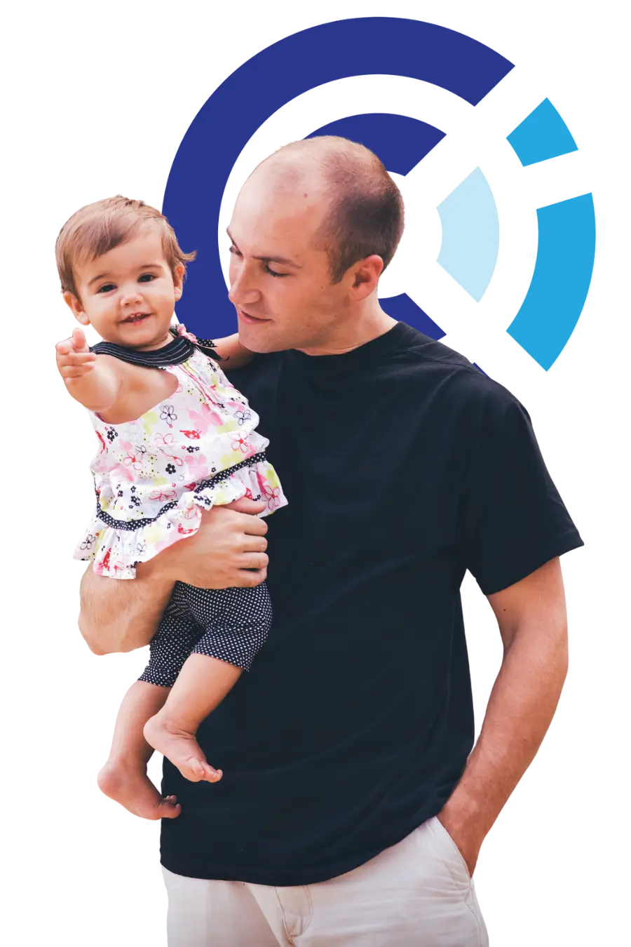 Baby girl and daddy for active parenting Parents receiving guidance from a co-parenting program.