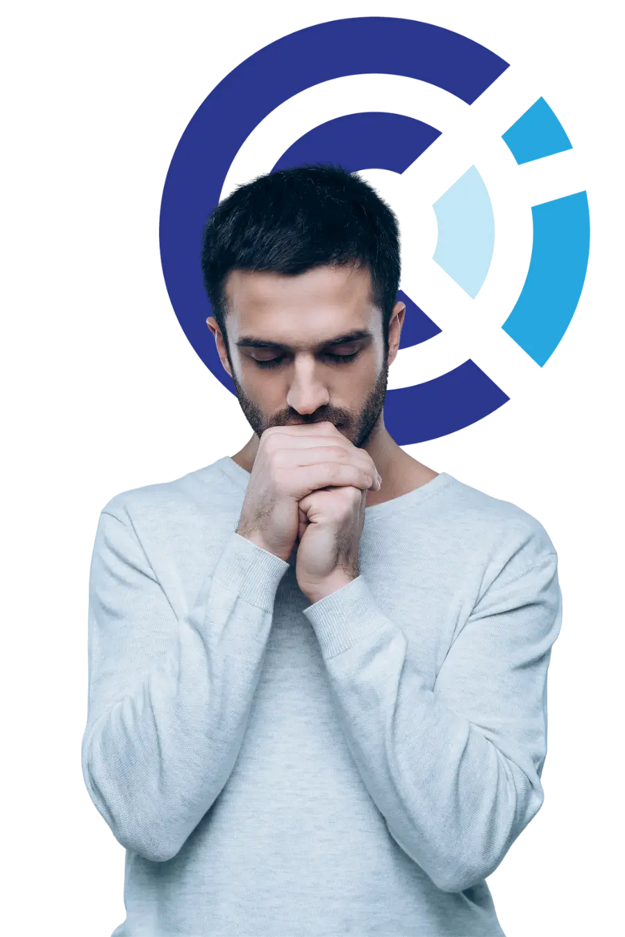Man enrolled in letting go online course Man learning in letting go online course