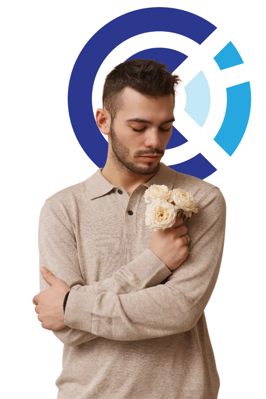 Elegant Young Man Holding Flower for letting go online course Woman completing a module activity in an online harassment training course