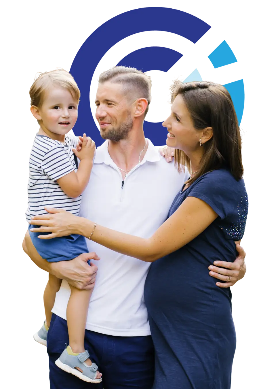 Happy family portrait with pregnant mom and son, beautifully capturing parenting together Happy family with pregnant mom and son, showing parenting together