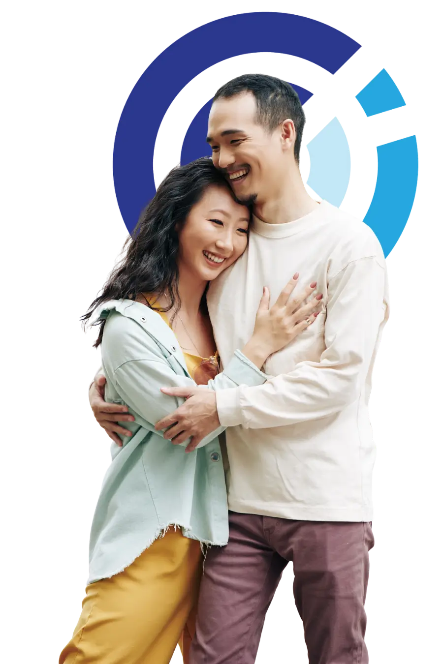 Couple reconnecting with joy after taking an online forgiveness course. Couple enjoying a joyful moment together after learning to forgive online
