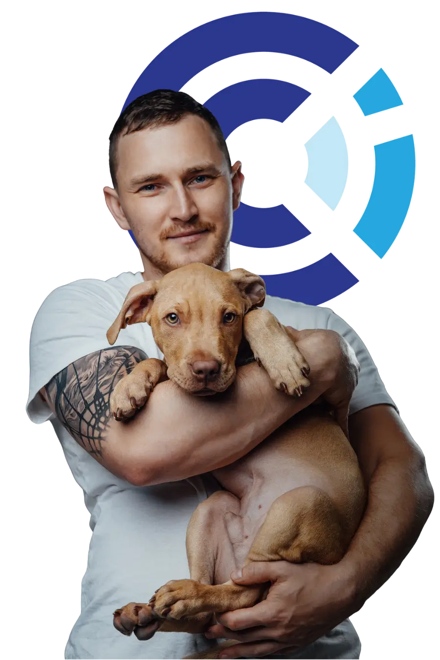 Man and Dog Sharing a Peaceful Moment Man participating in an online harassment training course awareness session