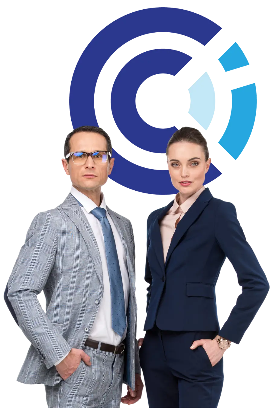 Stylish colleagues posing—empowered by a sexual boundaries course online Male professional facilitating a domestic violence course.
