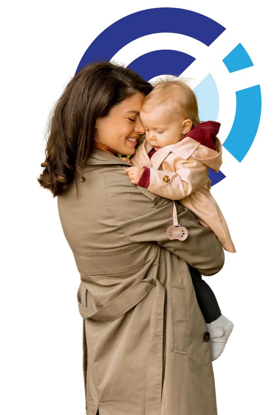 Young woman holding cute baby girl in the autumn park for co parenting classes Happy family smiling together outdoors, representing the positive impact of the Foundations of Parenting Classes on family relationships.