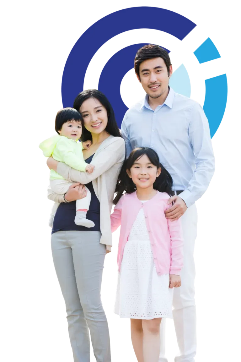 Family counseling session with a mediator helping parents and children in a court setting