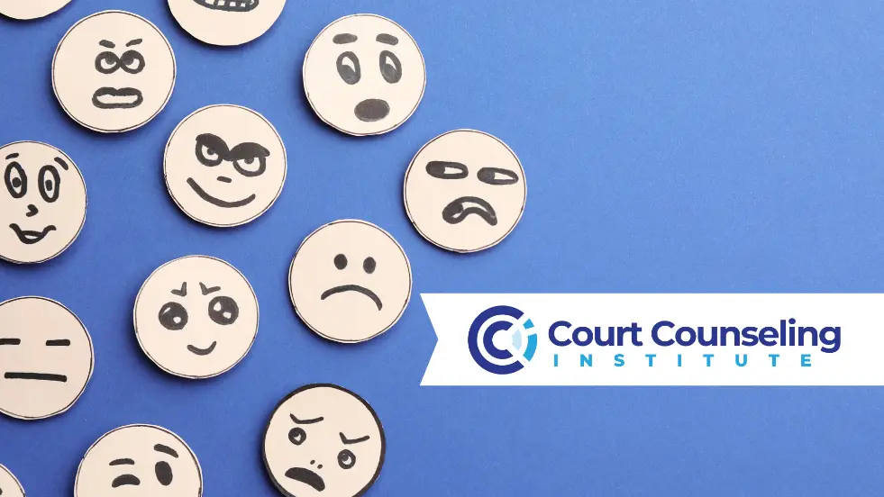 Various facial expressions representing anger management techniques