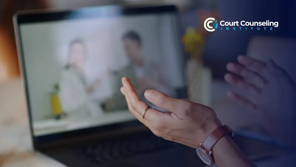 Client browsing updated online counseling programs at CCI.