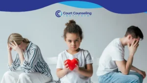 Parent and sad child, showing the emotional impact of divorce and children.