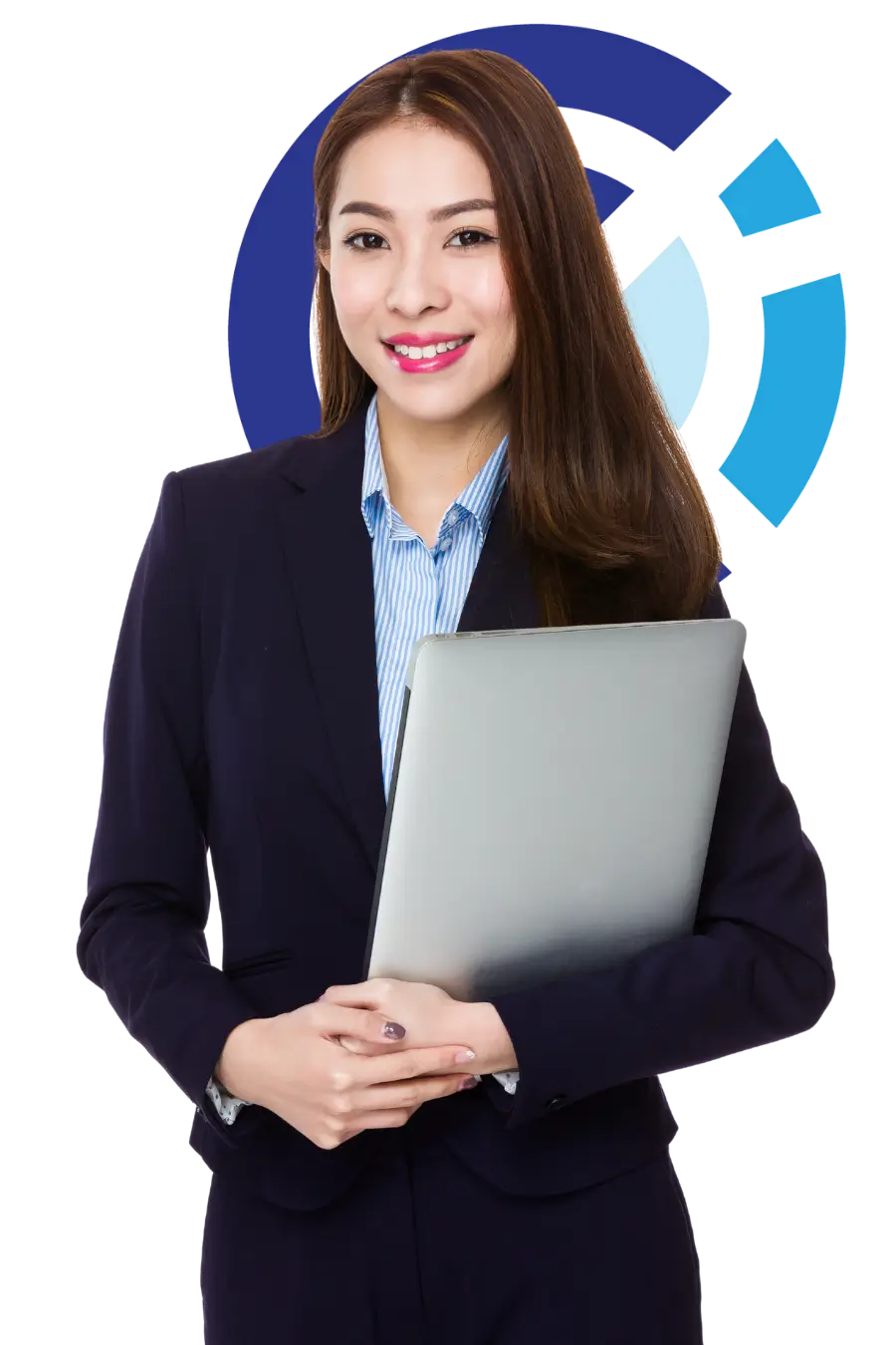 woman enrolled in anger management holding laptop