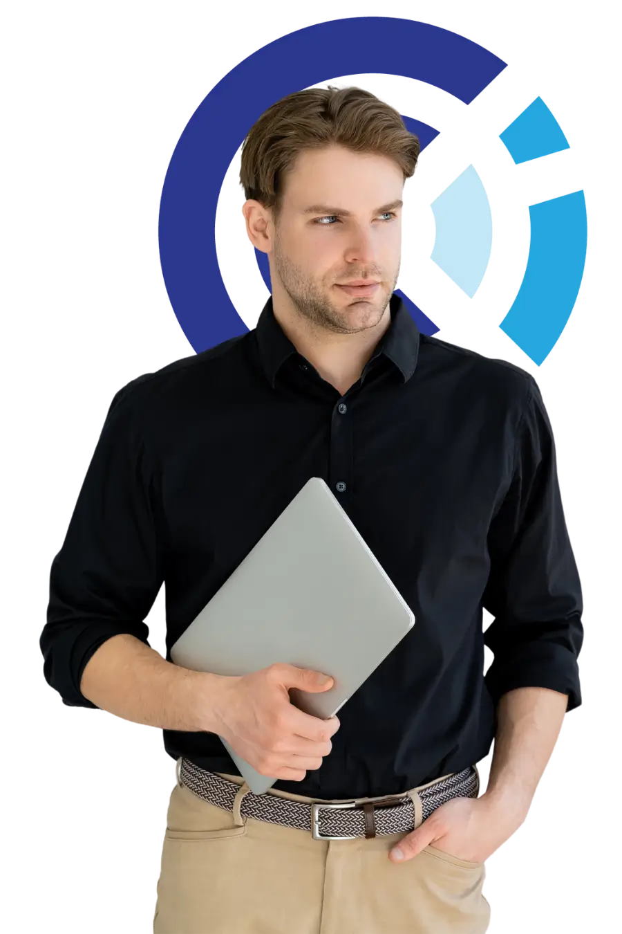 Young man resgitered in learning to forgive e-learning course